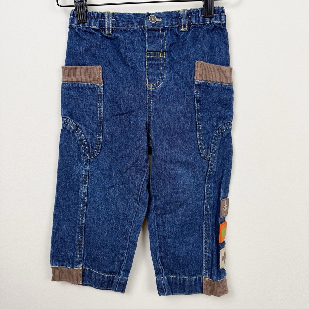 Toddler Boys Jeans 24M Cargo Style Pockets Patches Elastic Waist Denim Pants